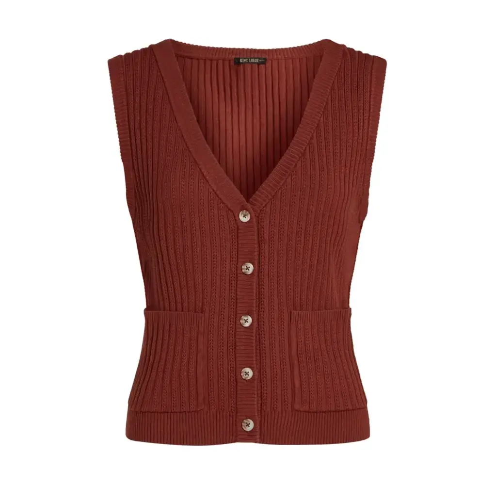 King Louie King Louie - button v spencer match knit - spicy brown King Louie King Louie - button v spencer match knit - spicy brown