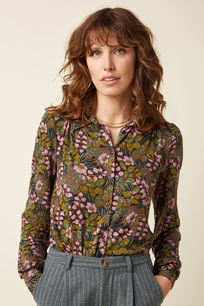 King Louie King Louie - carina blouse sierra - bitter chocolate King Louie King Louie - carina blouse sierra - bitter chocolate