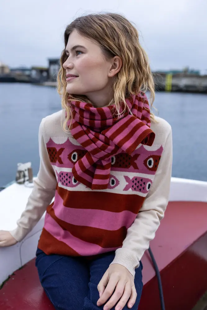 Danefae Danefae - danebundle-up merino wool scarf - chili/berry compote