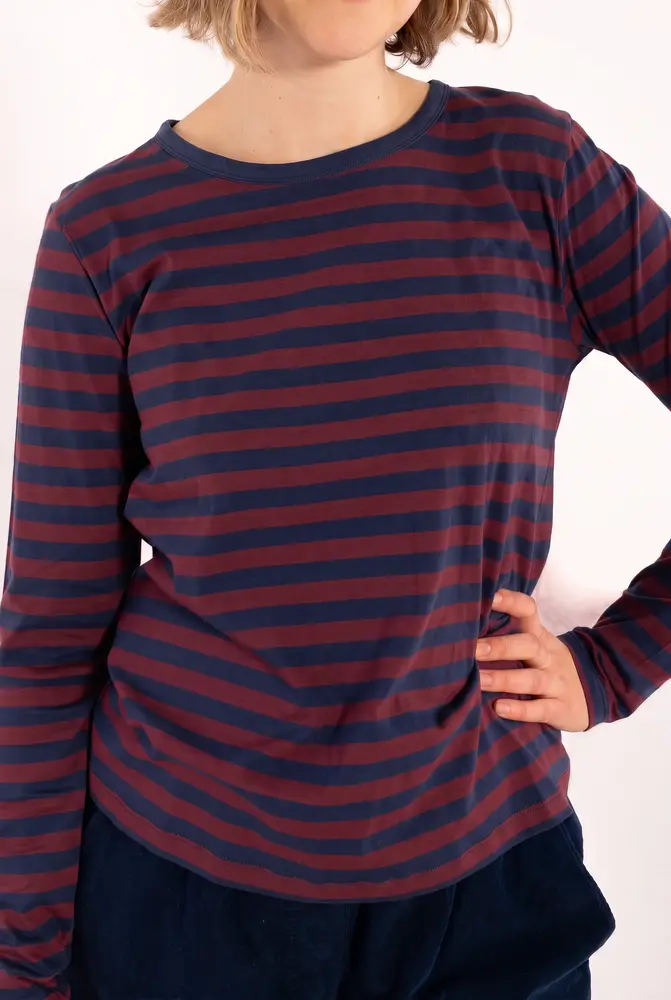 Danefae Danefae - danebasic merry ls tee - dark cherry/dark navy