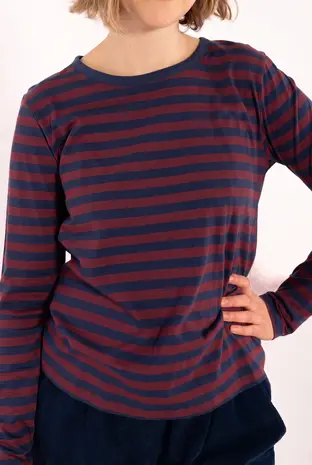 Danefae Danefae - danebasic merry ls tee - dark cherry/dark navy