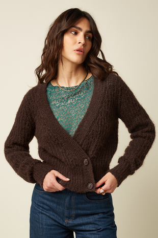 King Louie King Louie - fiora cardi hollow - rum brown King Louie King Louie - fiora cardi hollow - rum brown