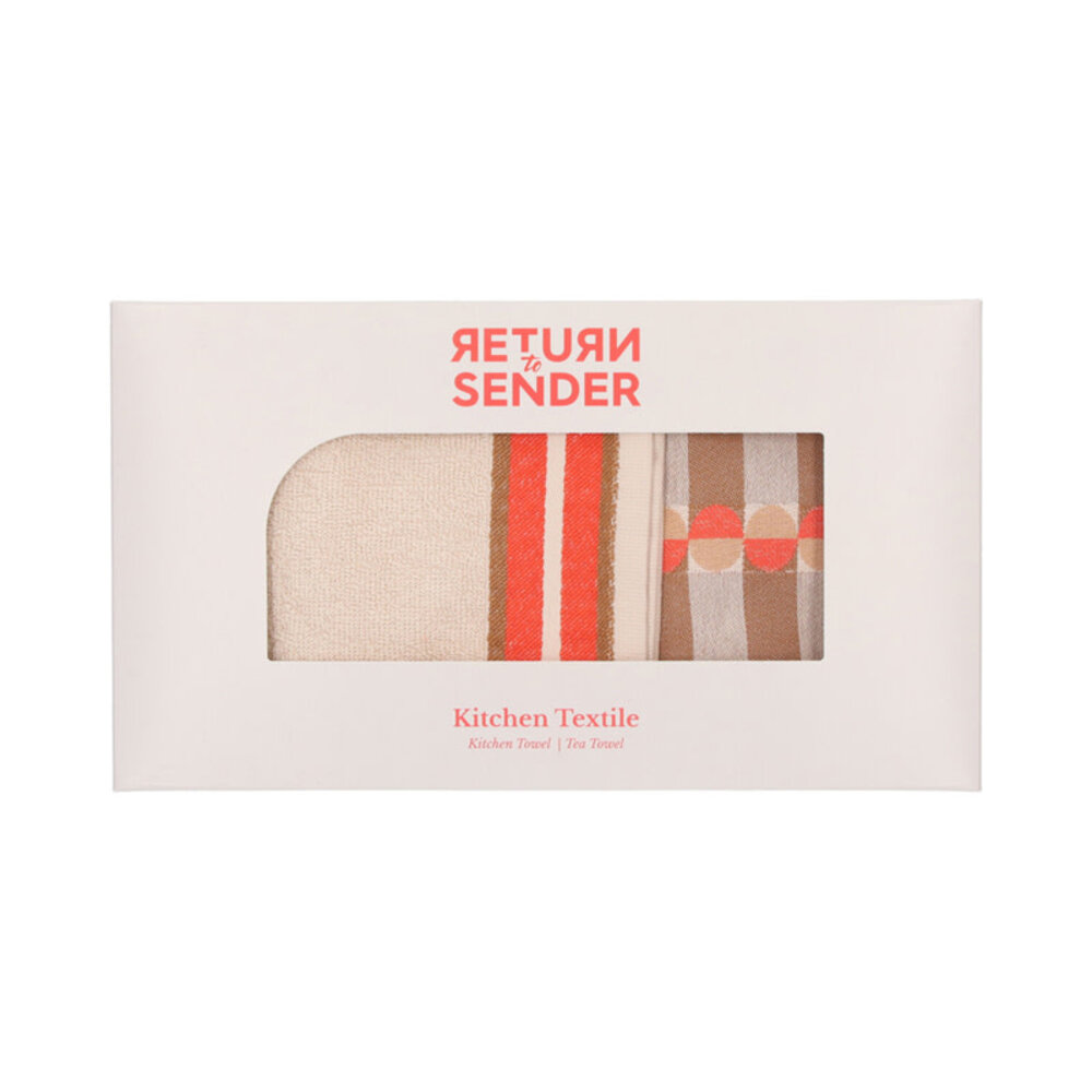 Return to sender Return to sender - handdoek/theedoek geometric - sofia coral/cashew