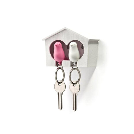 Qualy Qualy - sleutelhanger sparrow duo - white/pink