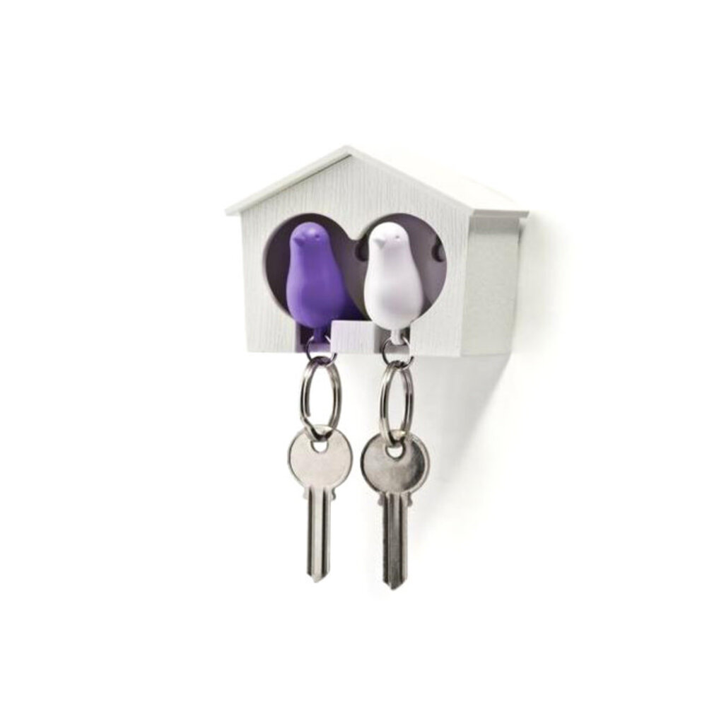 Qualy Qualy - sleutelhanger sparrow duo - white/purple Qualy Qualy - sleutelhanger sparrow duo - white/purple