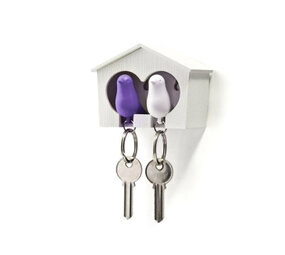 Qualy Qualy - sleutelhanger sparrow duo - white/purple Qualy Qualy - sleutelhanger sparrow duo - white/purple