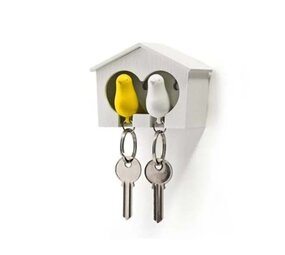 Qualy Qualy - sleutelhanger sparrow duo - white/yellow Qualy Qualy - sleutelhanger sparrow duo - white/yellow