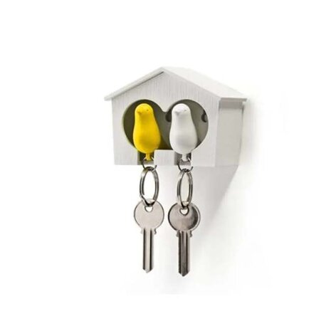 Qualy Qualy - sleutelhanger sparrow duo - white/yellow Qualy Qualy - sleutelhanger sparrow duo - white/yellow