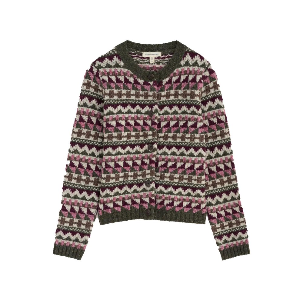 Seasalt Seasalt - dawson pick cardigan fairisle - zig zag geo dark hellebore