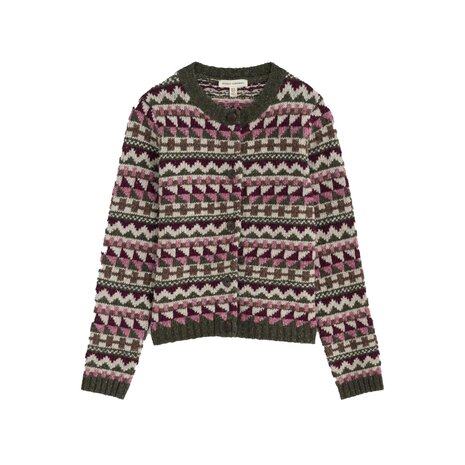 Seasalt Seasalt - dawson pick cardigan fairisle - zig zag geo dark hellebore