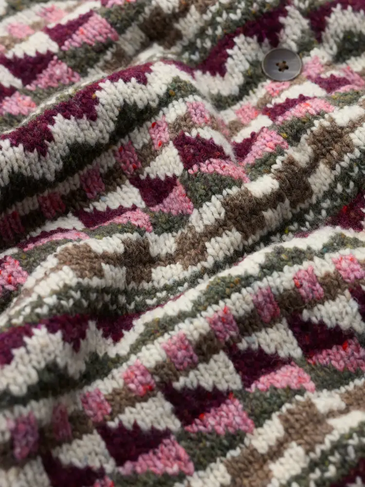 Seasalt Seasalt - dawson pick cardigan fairisle - zig zag geo dark hellebore
