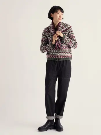 Seasalt Seasalt - dawson pick cardigan fairisle - zig zag geo dark hellebore