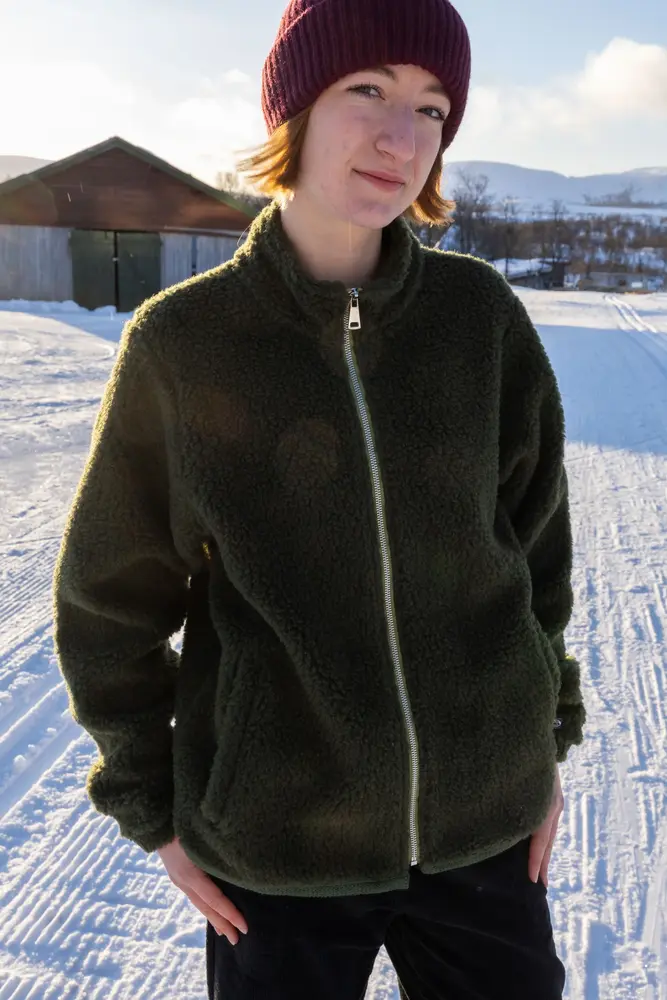 Danefae Danefae - danedada fuzzy wool fleece zip-up - dark army Danefae Danefae - danedada fuzzy wool fleece zip-up - dark army