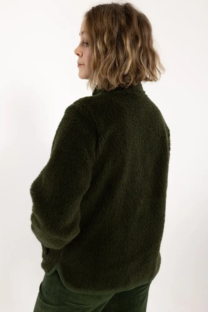 Danefae Danefae - danedada fuzzy wool fleece zip-up - dark army Danefae Danefae - danedada fuzzy wool fleece zip-up - dark army