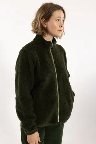 Danefae Danefae - danedada fuzzy wool fleece zip-up - dark army Danefae Danefae - danedada fuzzy wool fleece zip-up - dark army
