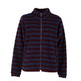 Danefae Danefae - danedada fuzzy wool stripe fleece zip-up - dark wine/porcelaine Danefae Danefae - danedada fuzzy wool stripe fleece zip-up - dark wine/porcelaine