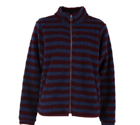 Danefae Danefae - danedada fuzzy wool stripe fleece zip-up - dark wine/porcelaine Danefae Danefae - danedada fuzzy wool stripe fleece zip-up - dark wine/porcelaine