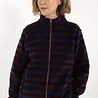 Danefae Danefae - danedada fuzzy wool stripe fleece zip-up - dark wine/porcelaine Danefae Danefae - danedada fuzzy wool stripe fleece zip-up - dark wine/porcelaine