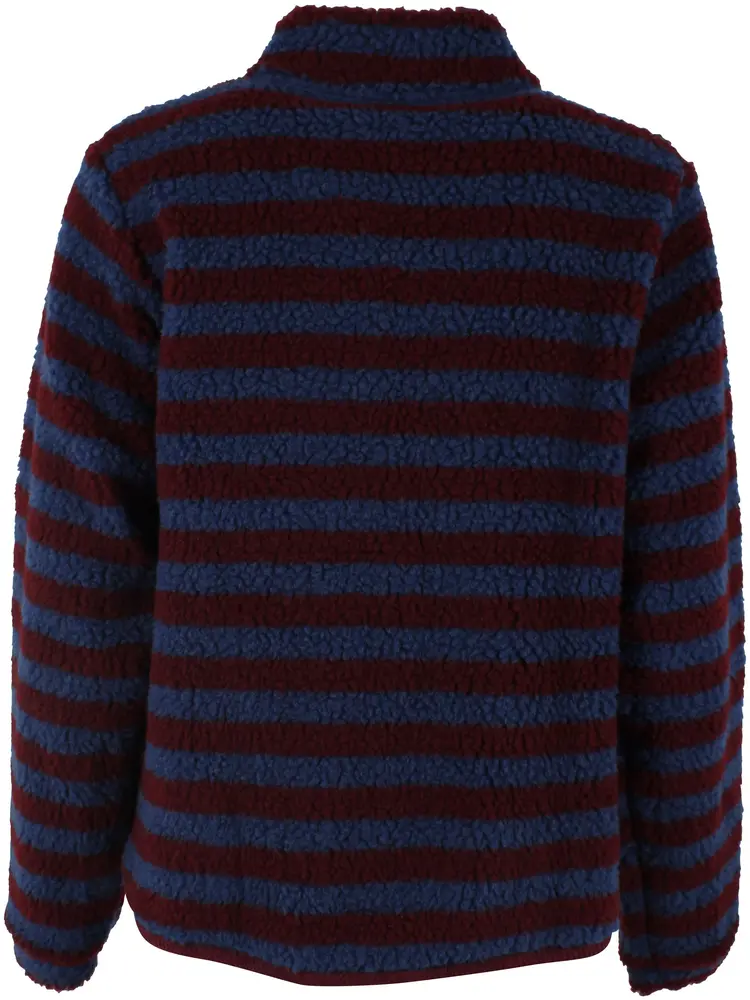 Danefae Danefae - danedada fuzzy wool stripe fleece zip-up - dark wine/porcelaine Danefae Danefae - danedada fuzzy wool stripe fleece zip-up - dark wine/porcelaine