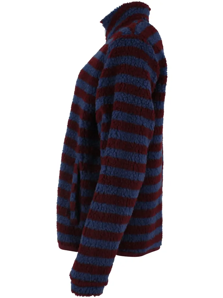 Danefae Danefae - danedada fuzzy wool stripe fleece zip-up - dark wine/porcelaine Danefae Danefae - danedada fuzzy wool stripe fleece zip-up - dark wine/porcelaine