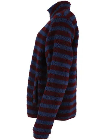 Danefae Danefae - danedada fuzzy wool stripe fleece zip-up - dark wine/porcelaine Danefae Danefae - danedada fuzzy wool stripe fleece zip-up - dark wine/porcelaine