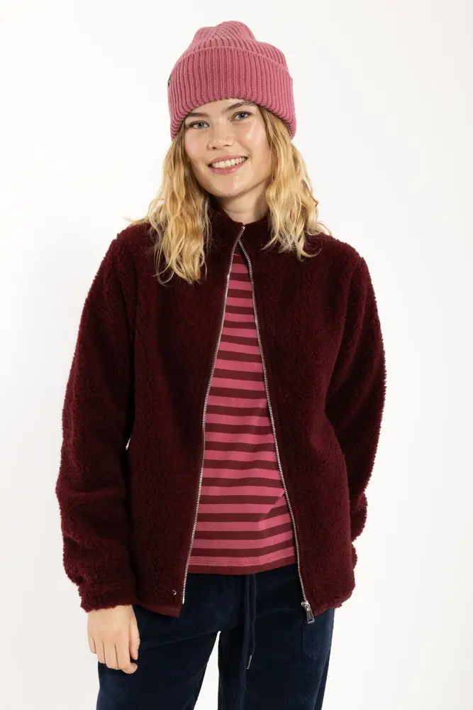 Danefae Danefae - danedada fuzzy wool fleece zip-up - dark wine Danefae Danefae - danedada fuzzy wool fleece zip-up - dark wine