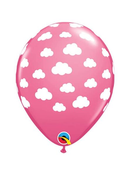 Roze ballonnen met wolkjes 6st
