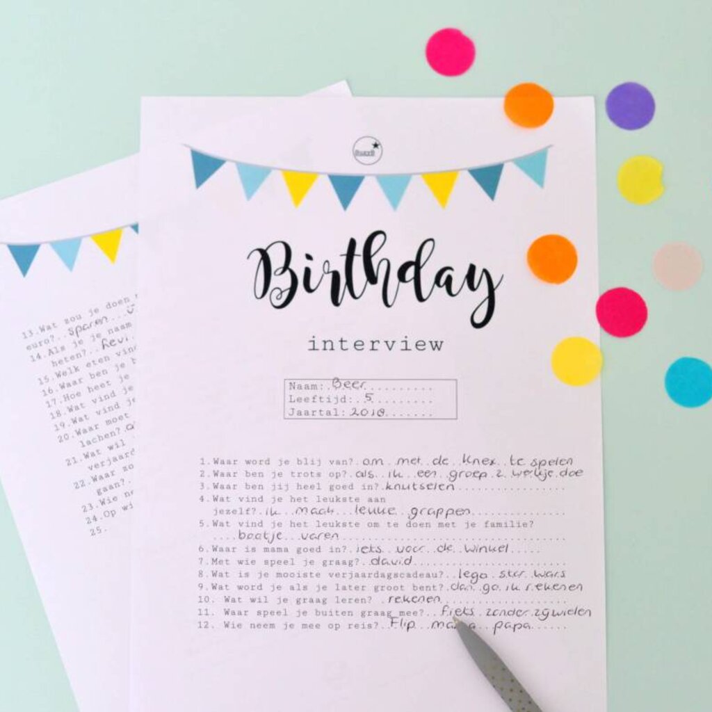 Birthday interview blauw