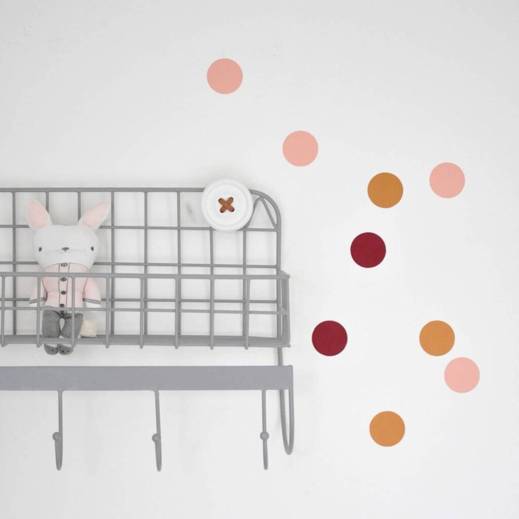 Muursticker stip peach, koper, bordeaux