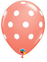Ballonnen koraal met witte stippen 6x