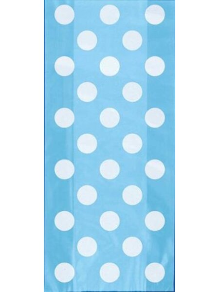 Traktatiezakjes blauw met witte stippen 20 x