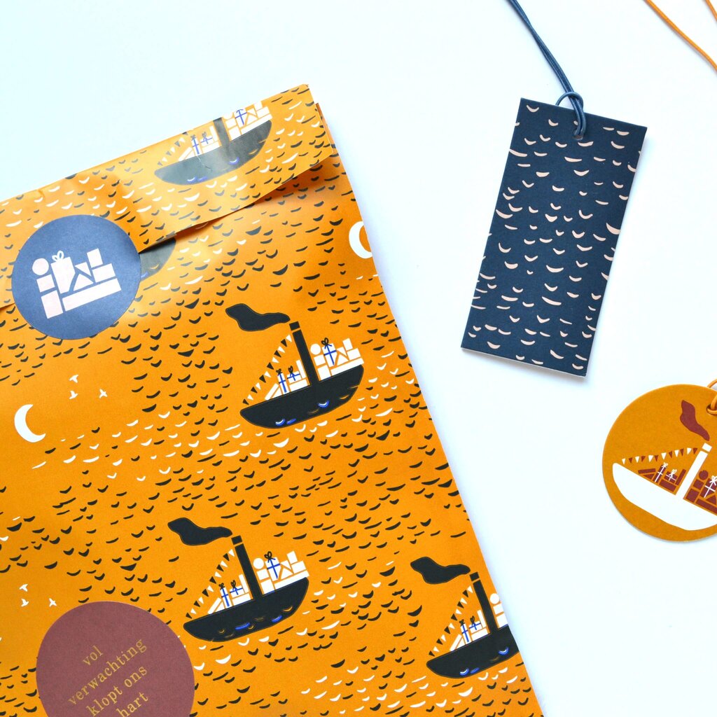 Label sinterklaas geel 5x