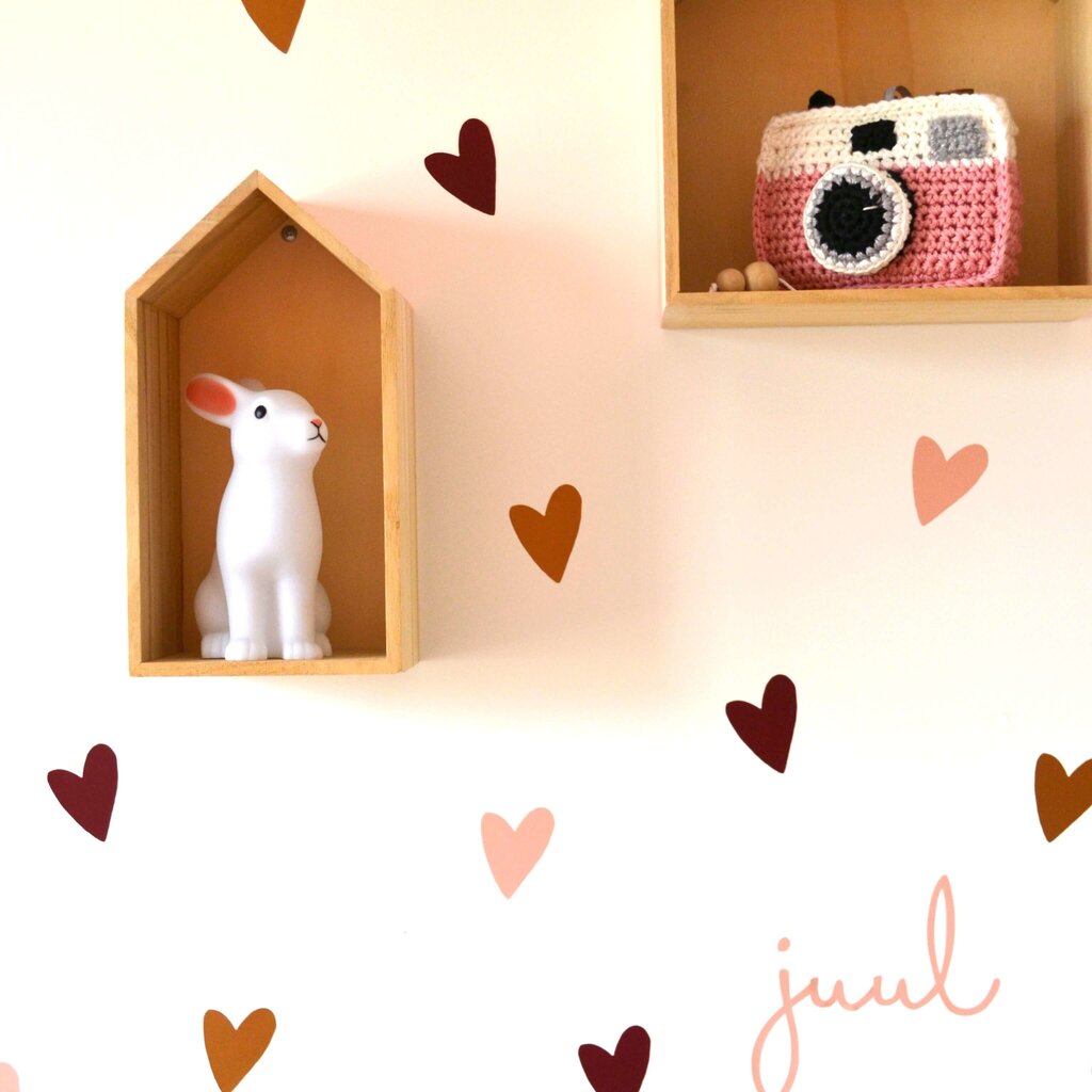 Muursticker hart peach, koper en bordeaux