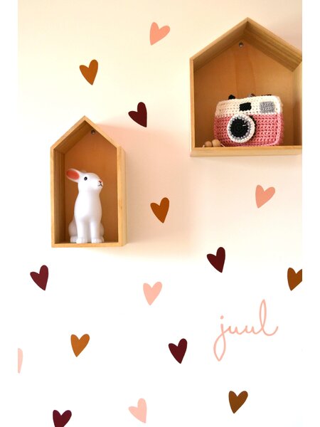 Muursticker hart peach, koper en bordeaux