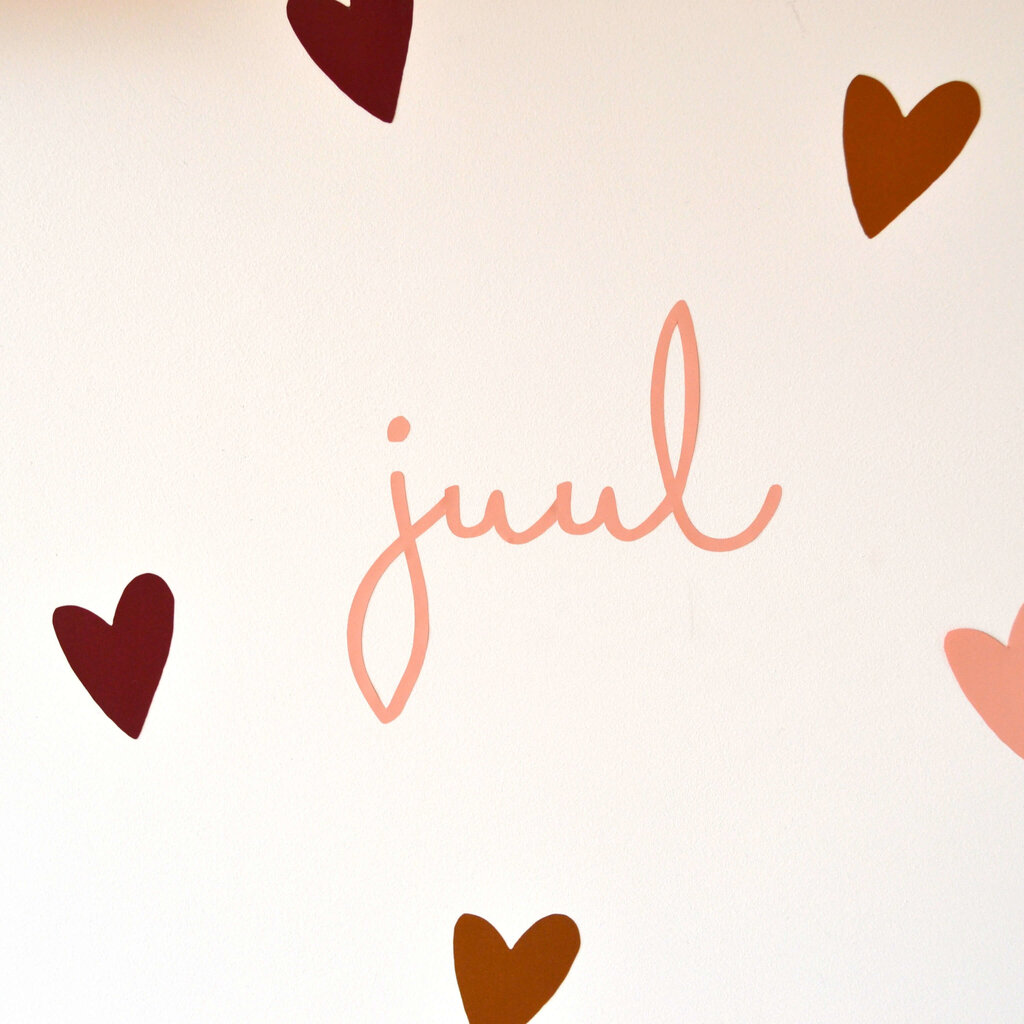 Muursticker hart peach, koper en bordeaux