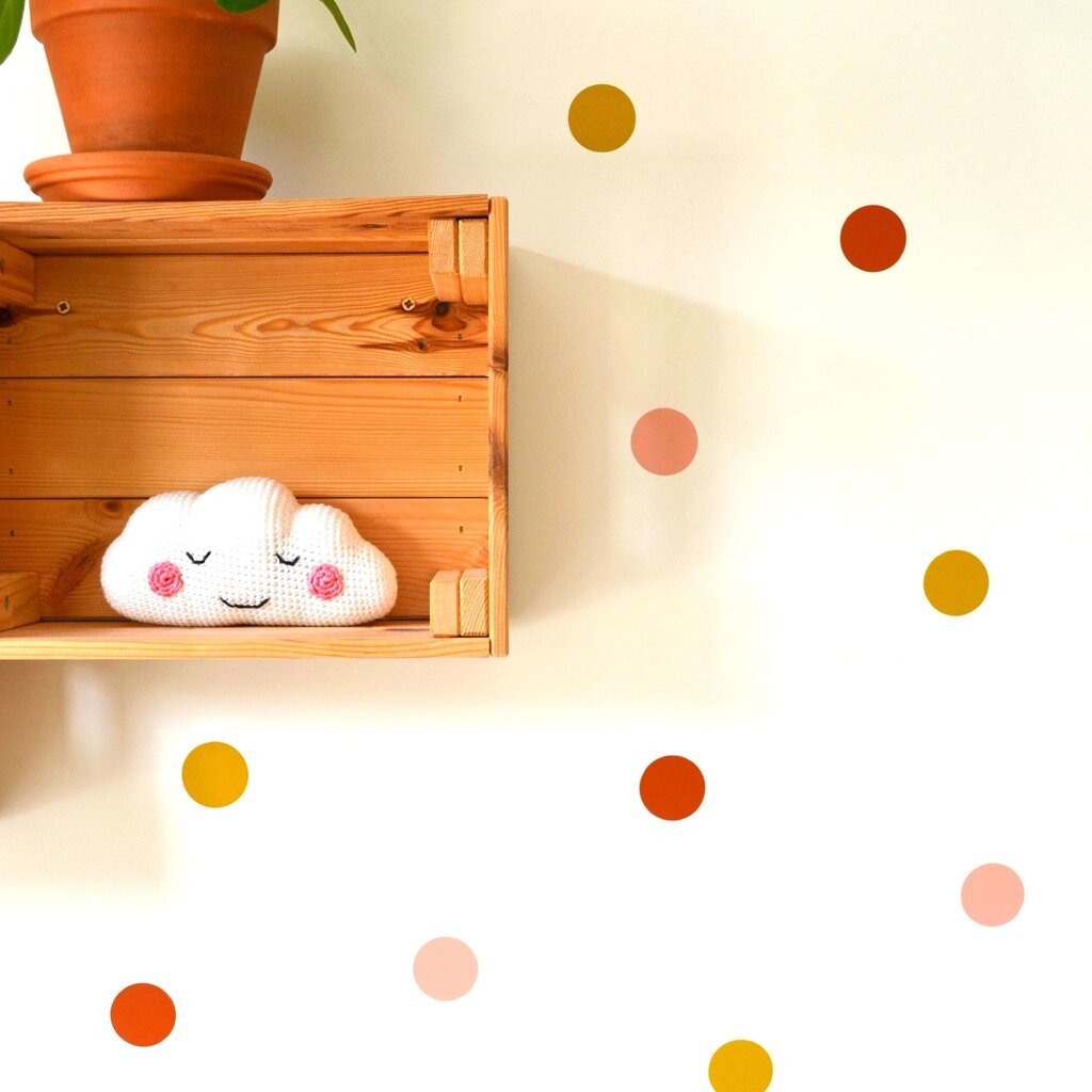 Muursticker stip peach, roest en mosterd