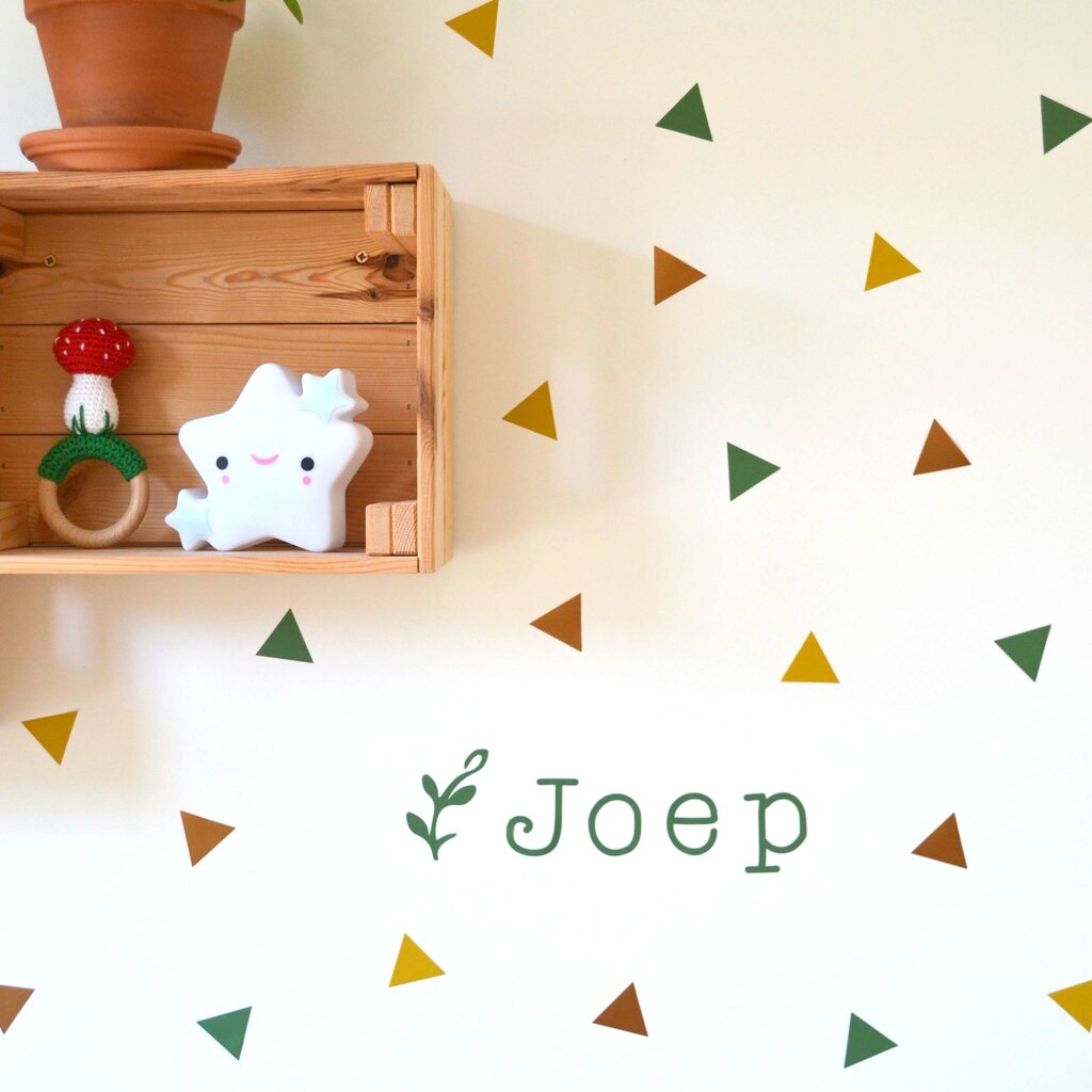 Muursticker triangle koper, mosterd en groen