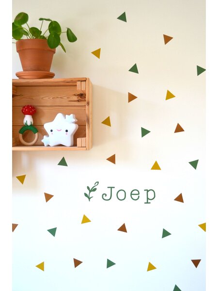 Muursticker triangle koper, mosterd en groen