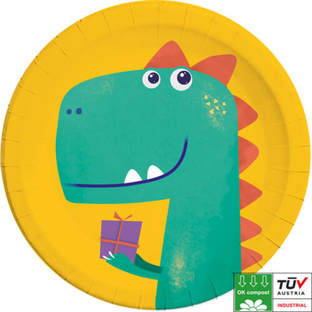 Dino bordjes geel (8x)