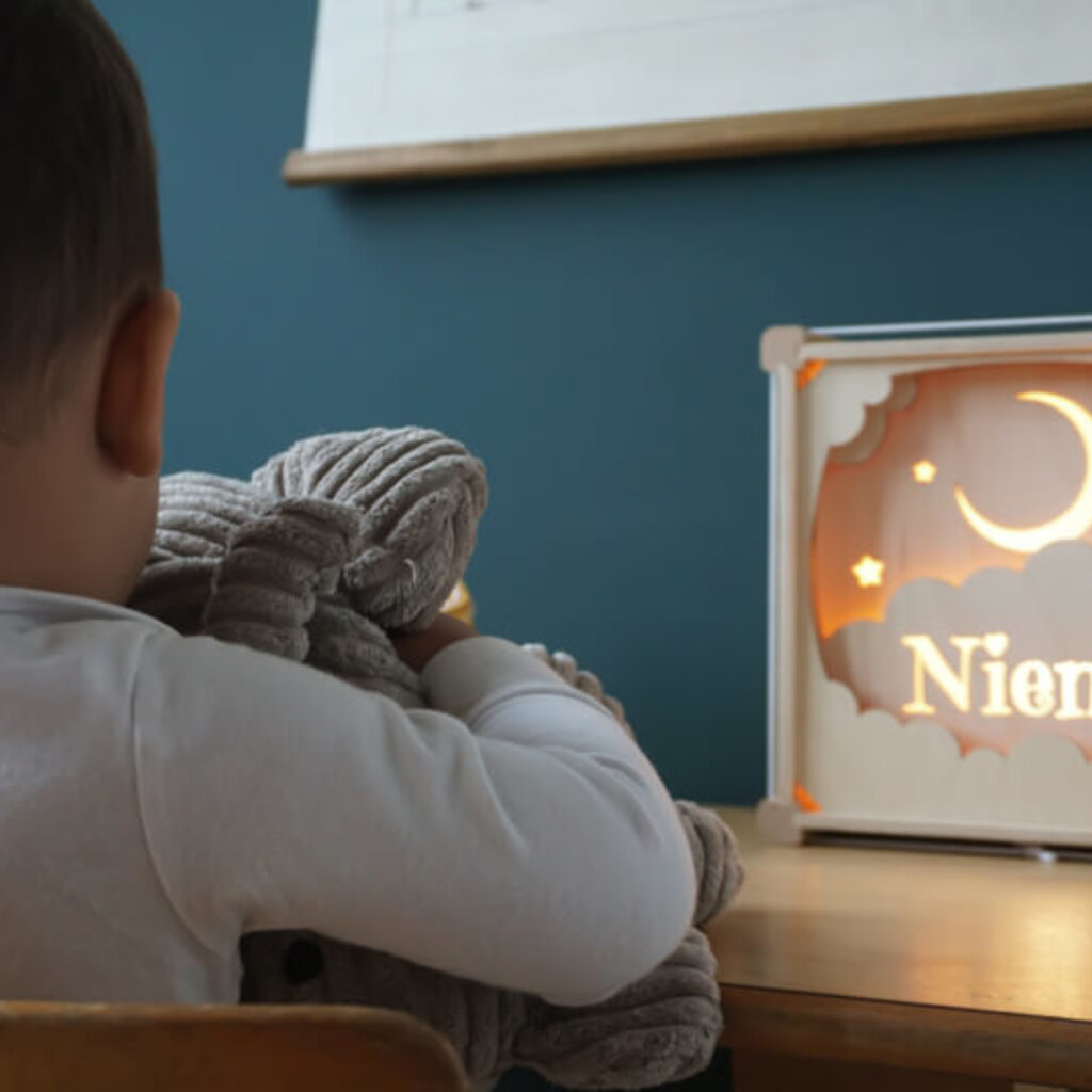 Houten nachtlampje met naam: In de Wolken