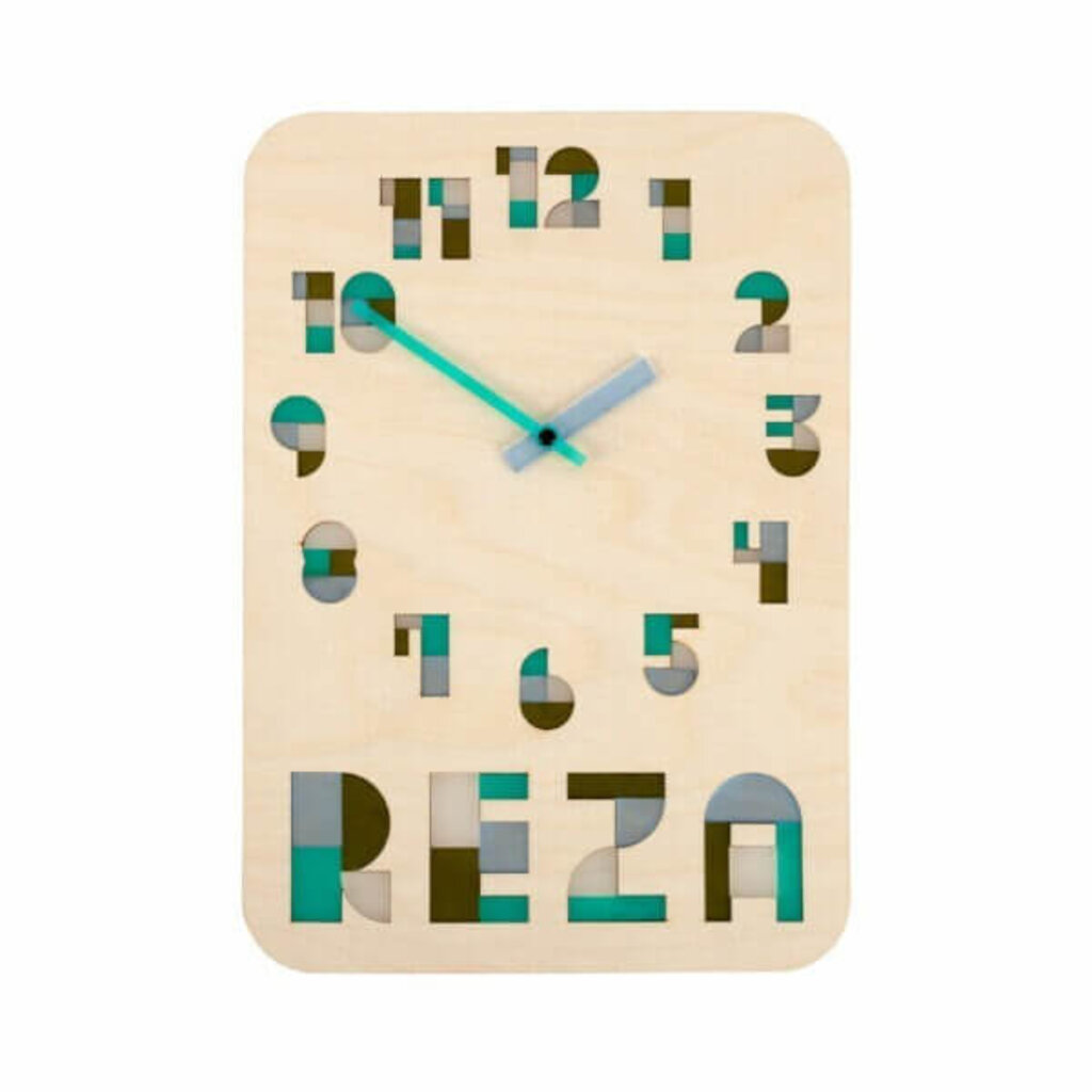 Houten klok met naam