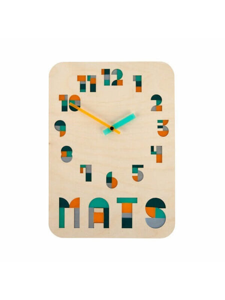 Houten klok met naam