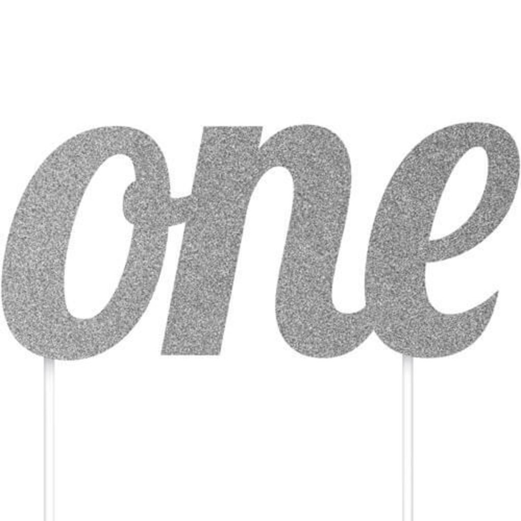 Zilveren cake topper One