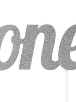 Zilveren cake topper One