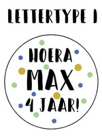Verjaardagslabels blauw groen mosterd (Printable)