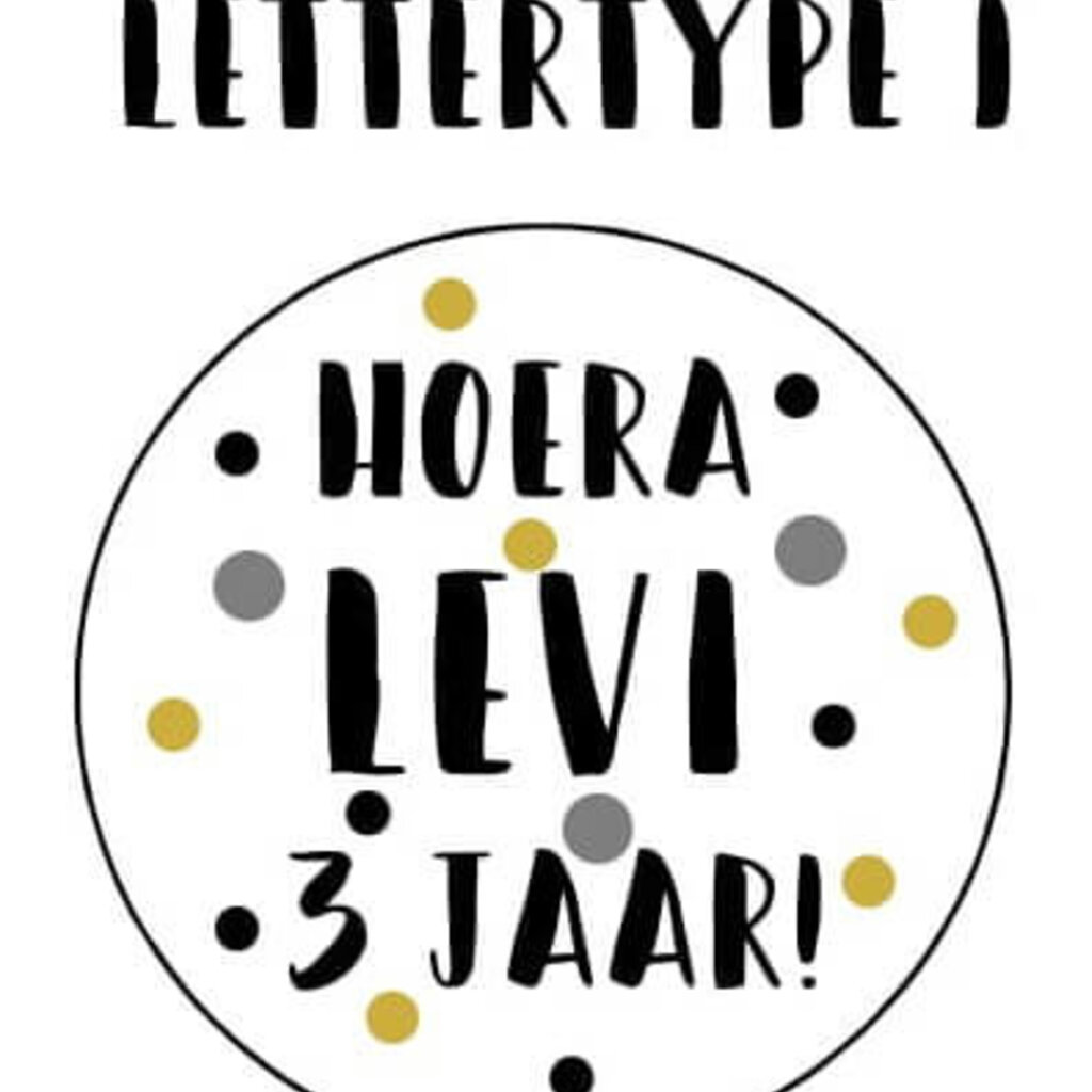 Verjaardagslabels mosterd grijs zwart (Printable)