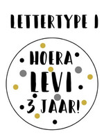 Verjaardagslabels mosterd grijs zwart (Printable)