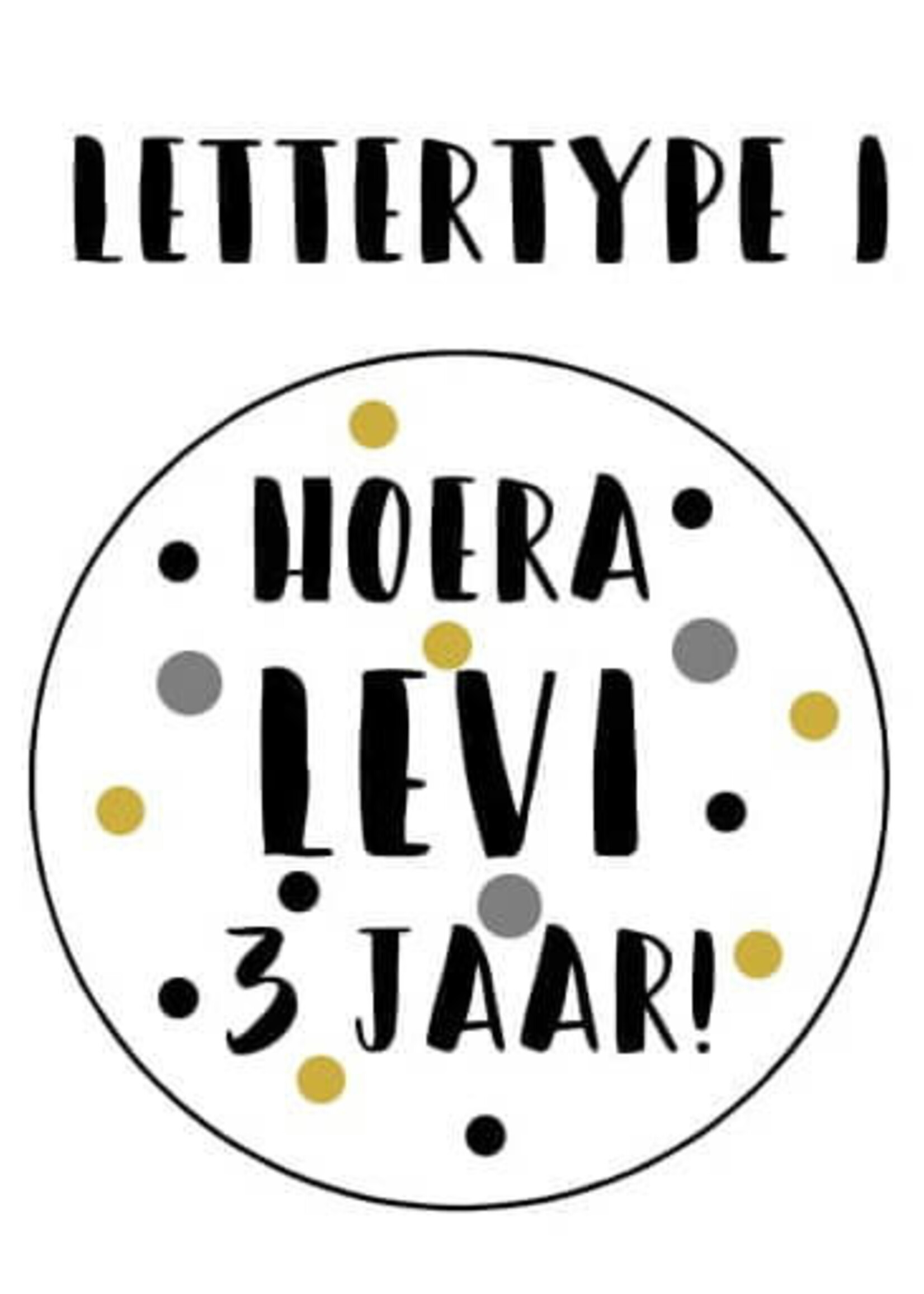 Verjaardagslabels mosterd grijs zwart (Printable)