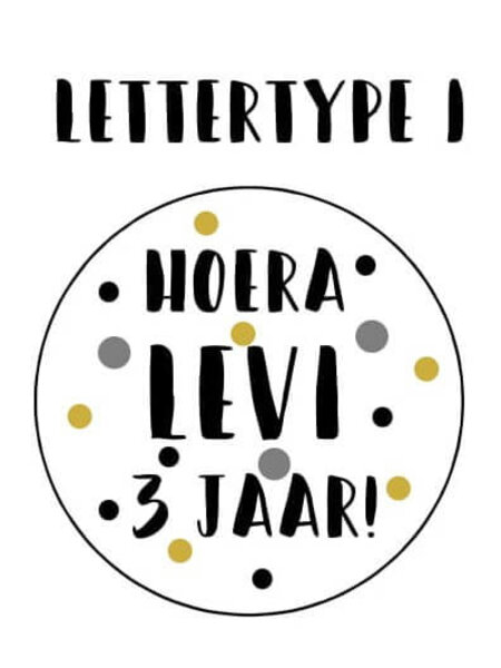 Verjaardagslabels mosterd grijs zwart (Printable)