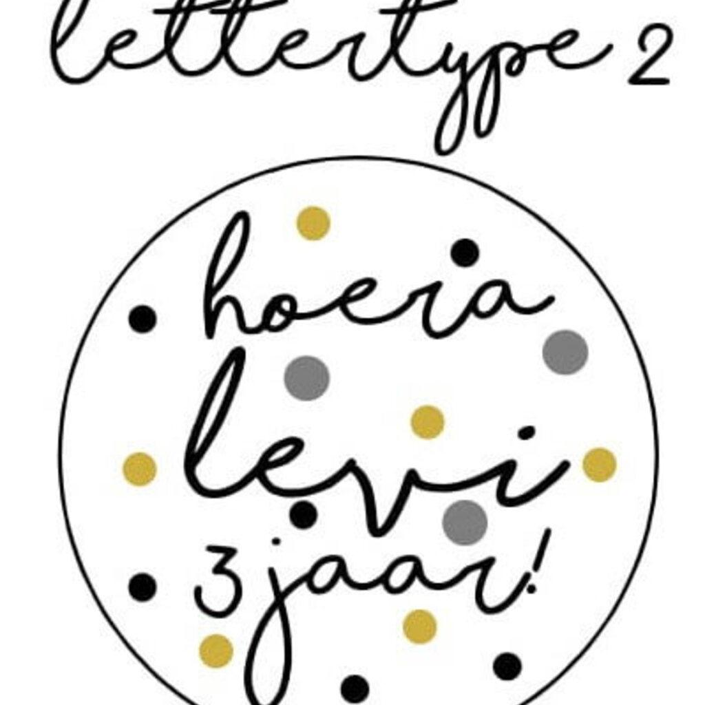 Verjaardagslabels mosterd grijs zwart (Printable)